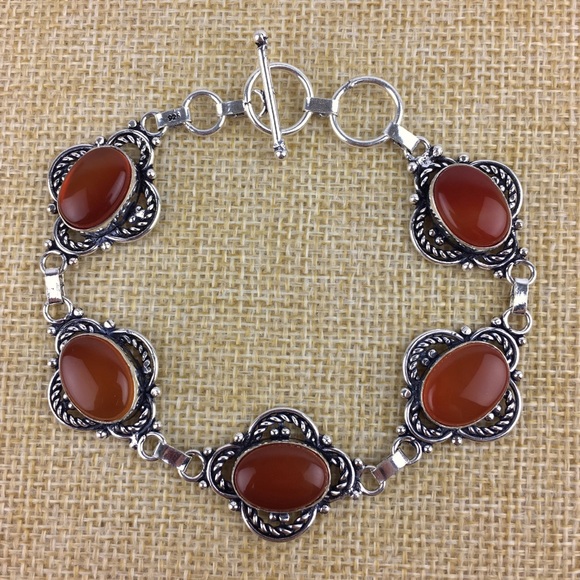 Agate Stone Toggle Bracelet 7.5 8 - Picture 10 of 10